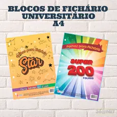 Bloco de Fichário Universitário 96 e 200 folhas