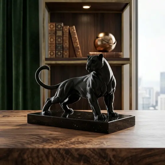 Escultura Pantera Negra  Decorativa Moderno Sofisticado Decoração de Escritório  Sala  Rack  Quarto