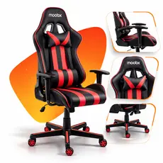 Cadeira Escritório Gamer Moob Nitro Para PC Ergonômica Reclinável Profissional Preto Vermelha