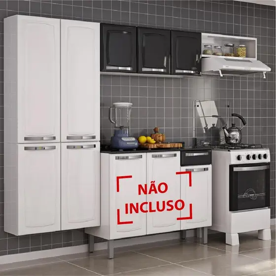 Cozinha Itatiaia Rose Compacta 3 Pecas Branco/Preto