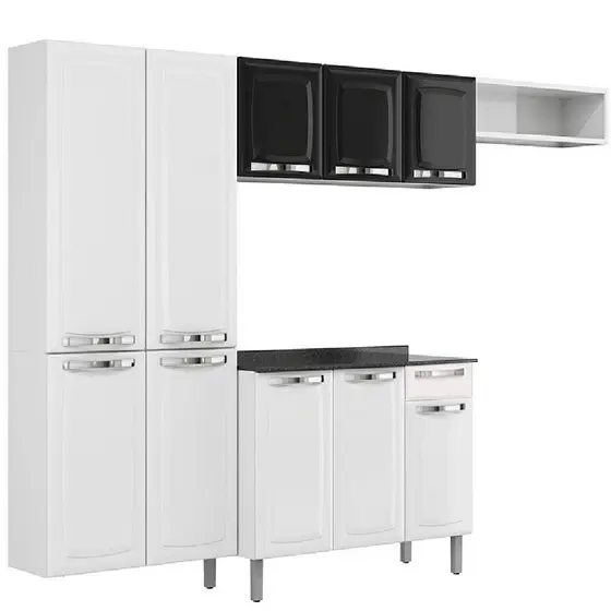 Cozinha Itatiaia Rose Compacta 4 Pecas Preto e Gabinete Branco