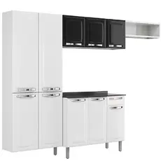Cozinha Itatiaia Rose Compacta 4 Pecas Preto e Gabinete Branco