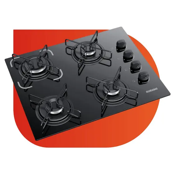 Cooktop 4 Bocas Itatiaia Essencial com Mesa de Vidro Temperado e Acendimento Automático Preto Bivolt