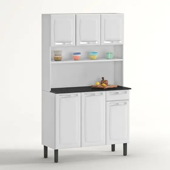 Cozinha de Aço Compacta Itatiaia Rose 6 Portas e 1 Gaveta Branco Neve