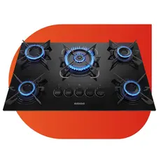 Cooktop Itatiaia Electra 5 Bocas Tripla Chama Mesa Vidro Acendimento Superautomático Preto Bivolt