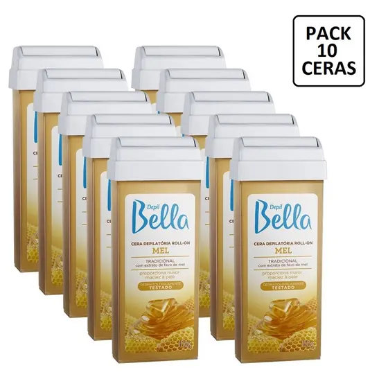 Kit Com 10 Refil Cera Depilatória Roll-on Depil Bella