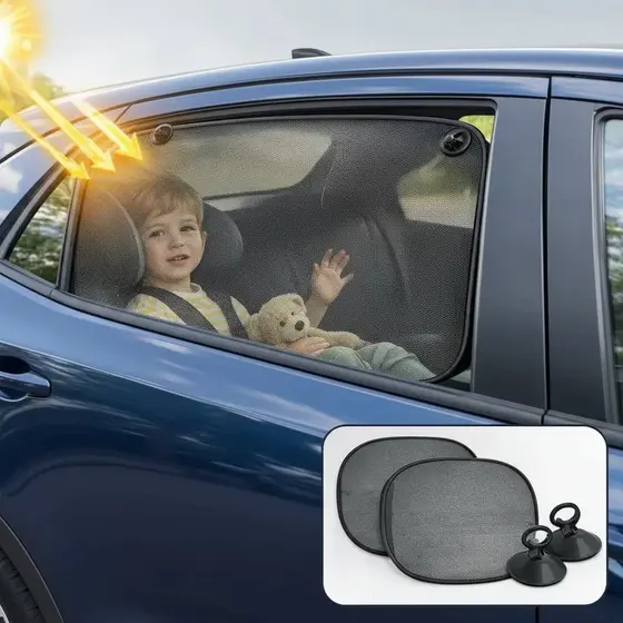 Kit Protetor Solar Automotivo para Vidro Lateral com Ventosa 44x37cm Anti-UV Dobrável | 2, 4 ou 6 Unidades