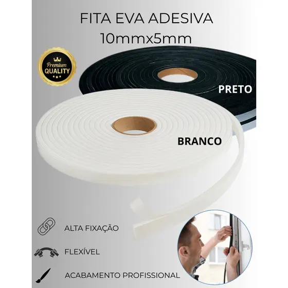 Fita EVA Espuma Adesiva Veda Fresta Anti-Ruído Antipoeira anti-inseto Vedação Porta Janela Ripado