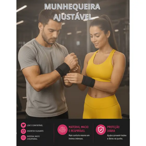 Munhequeira Ortopédica Alta Compressão Apoio Pulso Elástica Ajustável Esportes Treino Academia