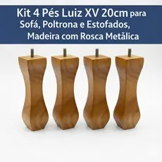 🪑🔩 Kit 4 Pés Luiz XV 20cm em Madeira com Rosca Metálica | Ideal para Estofados