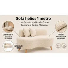 🔥 Sofá Helios XII 1m Bouclé Creme | Pé 12cm Alto, Moderno e Confortável | Pronta Entrega