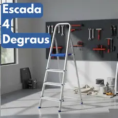 Escada De Alumínio 4 Degraus Doméstica DobrávelSuporta Até 120Kg Reforçada Resistente