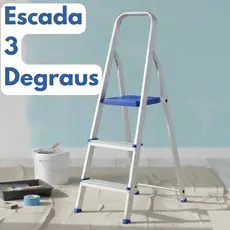Escada De Alumínio 3 Degraus Doméstica Reforçada Resistente Suporta 120Kg