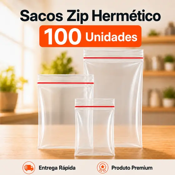 Saco Zip 100 Unidades Plástico Hermético Atacado Abre Fecha Alimentos Livre Organização Maternidade