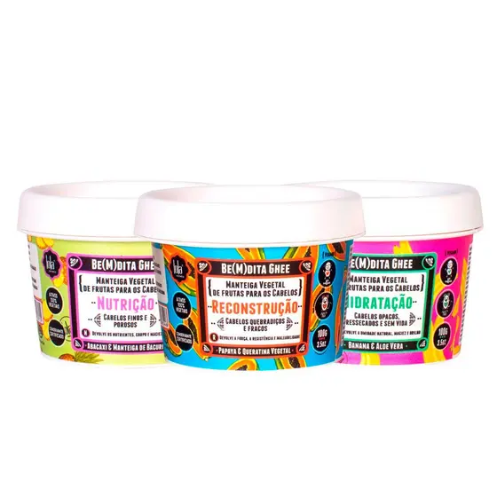 Kit Lola Cometics - Máscara de Hidratação e Máscara de Nutrição e Máscara de Reconstrução 100 g