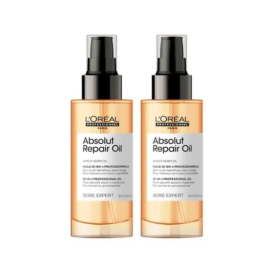Kit L'Oréal Professionnel Serie Expert Absolut Repair Gold Quinoa - Óleo Capilar Protein 10 in 1 90ml - 2 Unidades
