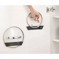 kit 5 suportes para Tampas de Panela  Porta Tampas Adesivo ou fixação com parafuso para Armário Cozinha