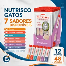 Petisco Cremoso Nutrisco Snack para Gatos 48 UNIDADES / 12 CARTELAS • Sabores Frango, Atum e Salmão CHURU WANPY CREAMY