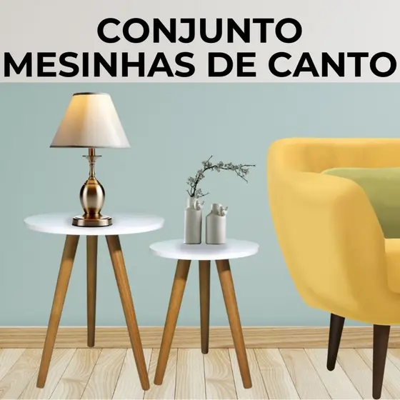 Jogo de Mesinhas Lateral Retro Sala Pé Palito Porta Objetos Decoração