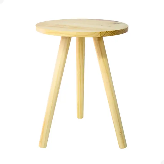 Mesinha de Canto Lateral Apoio de Sofa Mesa Redonda Rustica Madeira