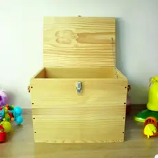 Bau Caixa de Brinquedo Organizador Com Tampa Madeira Resistente