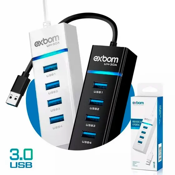 Hub USB 3.0 4 Portas [Hub Usb 3.0  Extensor 4 Entradas Extensor USB 3.0