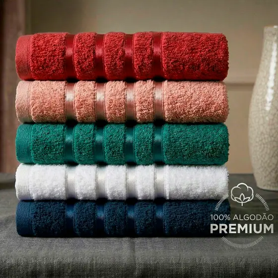 Kit 5 Toalhas de Rosto Ônix 100% Algodão 45x70cm Alta Absorção e Brilho Premium