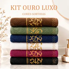 Kit Toalhas de Rosto 100% Algodão Atoalhada Cores Sortidas 45x70cm Coleção Ouro Bordada