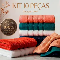Kit 10pçs Toalha de Rosto 100% Algodão 45x70cm 381g/m² Coleção Onix
