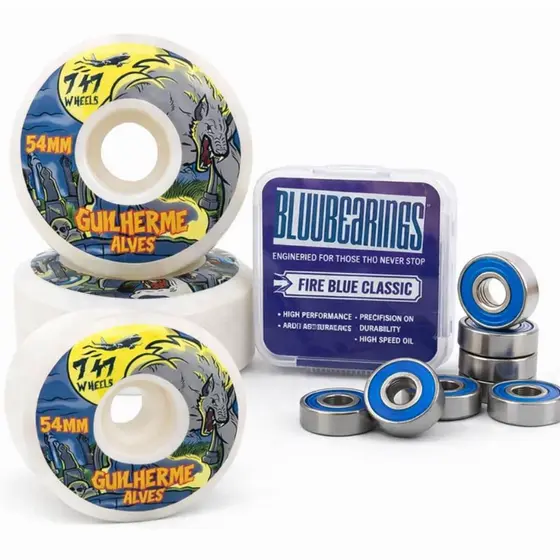 Roda Skate Cônica 54mm 102a 747 Wheels Pro Model Guilherme Alves Wolf  + Rolamento Importado Nineclouds High Speed