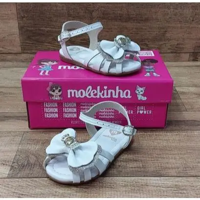 sandália molekinha laço brilho infantil confortavel