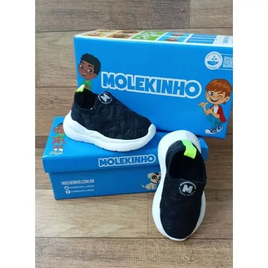 TENIS MOLEKINHO CALCE FACIL PRETO RELEVO INFATIL
