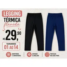 CALÇA LEGGING FLANELADA TERMICA INFANTIL JUVENIL MENINA MENINO UNISSEX SHUMA KIDS LEGING