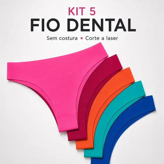 Kit 5 Calcinha Sem Costura Fio Dental Corte a Laser Não Marca