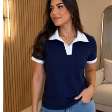 Blusa Polo Feminina Casual Polo feminina Blusa manga Curta Moda Feminina Blusa Ajustada ao Corpo