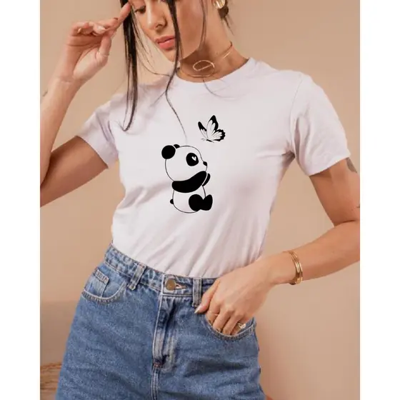 Camiseta Básica Estampada Feminina Blusa T-Shirt Casual Várias Estampas Estilosas