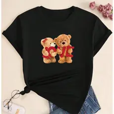 Camiseta Ursinho Love Blusa Feminina Casual Despojada