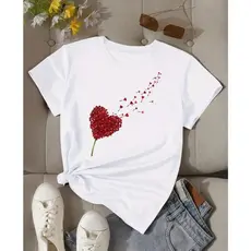 Blusa Feminina Estampada Corações 100% Algodão Premium Casual