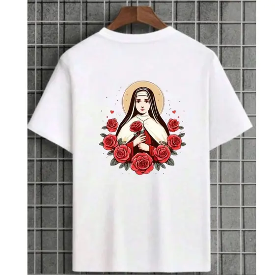 Camiseta Unisses Estampa Santa Rita Religiosa Cristã Algodão Lançamento