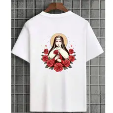 Camiseta Unisses Estampa Santa Rita Religiosa Cristã Algodão Lançamento