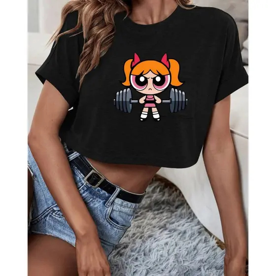 Blusa Cropped Super Poderosas Academia Feminino 100% Algodão