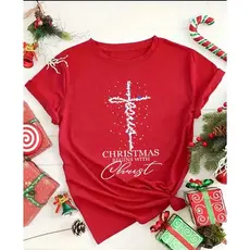 Camiseta Feminina ''Natal Começa Com Cristo'' Natal Jesus 100% Algodão