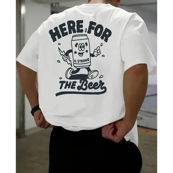 Camisetas Masculinas Cerveja Estampada ''Here for the Beer'' 100% Algodão