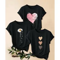 Kit 3 Blusas Femininas Estampadas Delicada Estilosa Lançamento Algodão