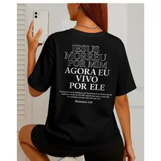 Camiseta Unissex Gospel Jesus Morreu Por Mim Romanos 5:10 Blusa Cristã Casual