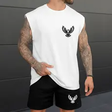 Kit Masculino Regata e Bermuda Tactel Estampa Frontal Àguia Moderno Estilosa