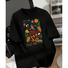 Camiseta Feminina Brasil Tropical Estampa Colorida Astral Casual Verão