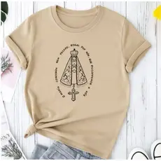 Camiseta Básica Camisa Feminina Nossa Senhora Algodão Católico Religião Blusa Várias Cores Envio Imediato