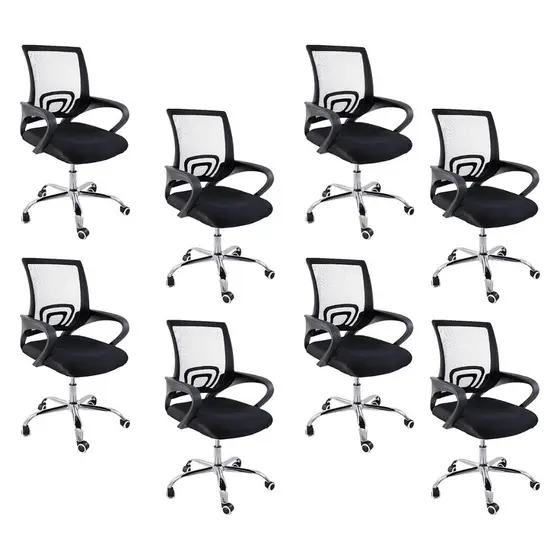 Kit 6 Cadeiras de Escritório Begônia Ergonômica Tela Mesh Apoio Lombar Ajuste de Altura Giratória 120kg