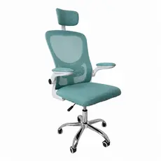 Cadeira Diretor Vegas Ergonômica Tela Mesh Apoio Lombar Apoio de Cabeça Ajustável Braços Retráteis Verde e Branco